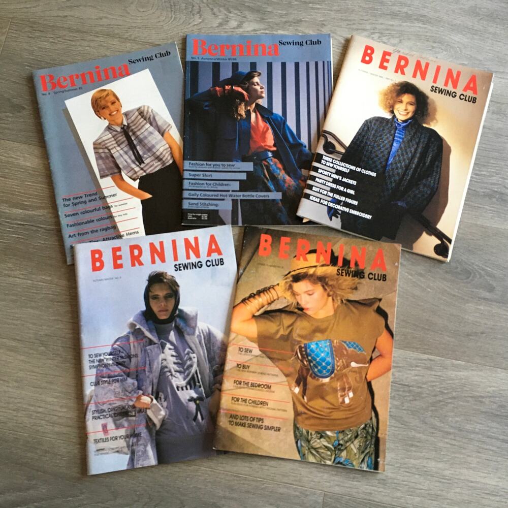 *LOT OF 5* Bernina Sewing Club Magazines 1980s Patterns Dressmaking Seamstress